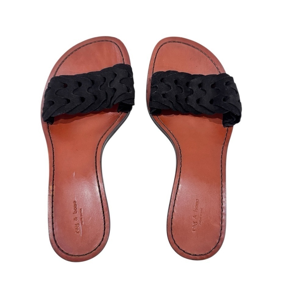 Rag & Bone New York Melrose Leather Kitten Heel Brown Black Braided Size 37/US 7 - Picture 4 of 11